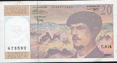 billet de 20 francs debussy 1997