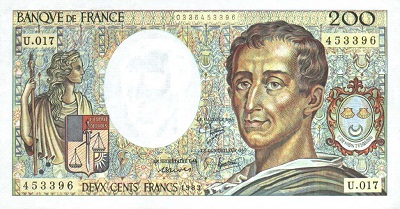 billet de 200 francs 1983 Montesquieu