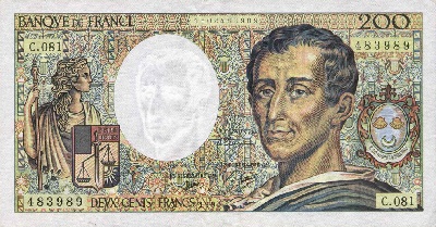 billet de 200 francs 1990 montesquieu