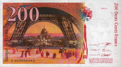 billet de 200 francs 1995 eiffel