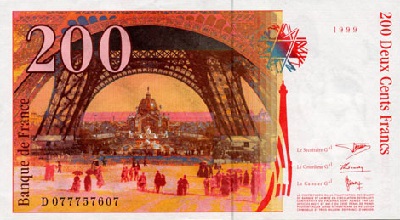 billet de 200 francs 1999 eiffel