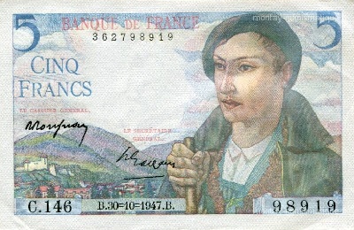 billet de 5 francs 1947 berger