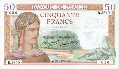 billet de 50 francs 1936 ceres