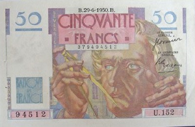 billet de 50 francs 1950 le verrier