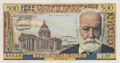 billet de 500 francs victor hugo 1955