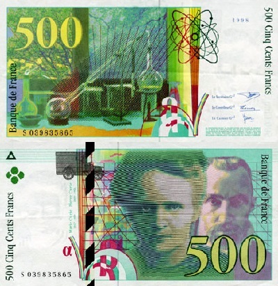 billet de 500 francs 1998 pierre et marie curie