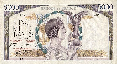 billet de 5000 francs victoire 1939