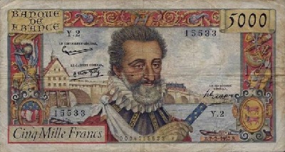 billet de 5000 francs 1957 henri iv