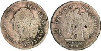 piece de 30 sols 1793  type français 