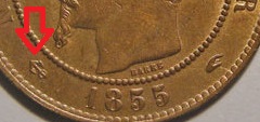 10 centimes 1855 B ancre Napoléon III tête nue