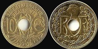 10 centimes 1938 maillechort lindauer point avant et apres la date
