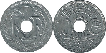 10 centimes 1941 zinc lindauer