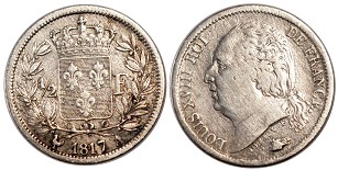 1-2 franc 1817 Louis XVIII