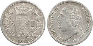 1/2 franc Louis XVIII 1816-1824