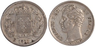 1/2 franc 1827 charles X