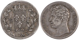 1/2 franc 1828 charles X