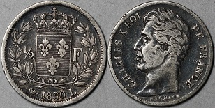 1-2  franc 1830 Charles X