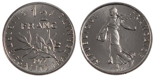 1/2 franc 1977 semeuse