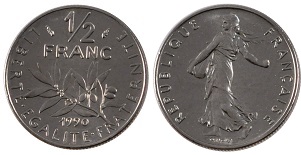 1/2 franc 1990 semeuse