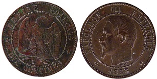 10 centimes 1853 Napoléon III tête nue