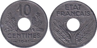 10 centimes 1941 état français