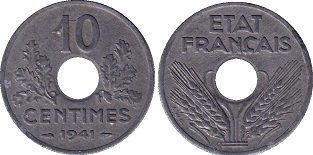 10 centimes 1941 état français