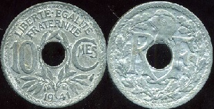 10 centimes 1941 Lindauer zinc, pas de poit et non souligné