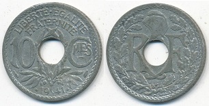 10 centimes 1941 Lindauer grand module en zinc