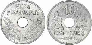 10 centimes 1944 état français petit module