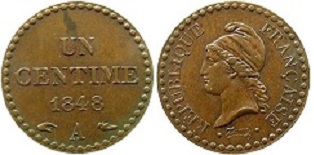 1 centime type Dupré 1848-1851 