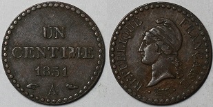 un centime 1851 Dupré