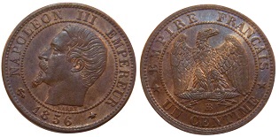 1 centime 1856 Napoléon III tête nue