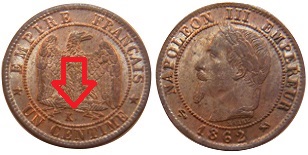1 centime 1862 K Napoléon III tête laurée