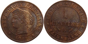 1 centime 1882 cérès