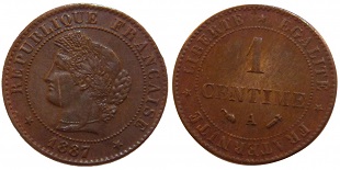 1 centime cérès 1887
