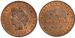 1 centime Cérès 1872-1897