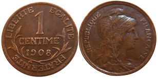 1 centime 1908 daniel dupuis