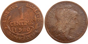 1 centime 1920 daniel dupuis