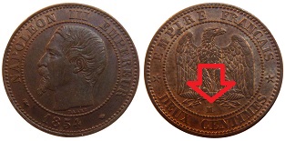 2 centimes 1854 MA Napoléon III tête nue