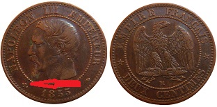 2 centimes 1855 ancre napoléon III