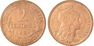 2 centimes Daniel Dupuis 1898-1920