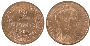 2 centimes 1913 dupuis