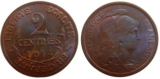 2 centimes 1914 dupuis