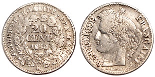 20 centimes Cérès 2ème République 1849, 1850 et 1851