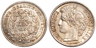 20 centimes 1851 Cérès