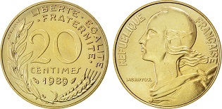20 centimes 1989 marianne