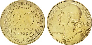 20 centimes 1989 marianne