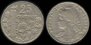 25 centimes Patey 1904 et 1905 deuxième type