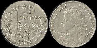 25 centimes 1905 Patey