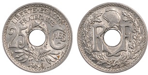 25 centimes 1916 lindauer nickel cmes souligné